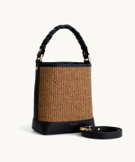 Bucket bag Raffia & leather details