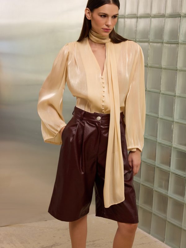 Naomi Eco Leather Bermuda Burgundy