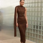 Rhea Tulle Midi Dress Brown