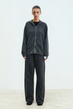 Stella Zip Hoodie Stone Black